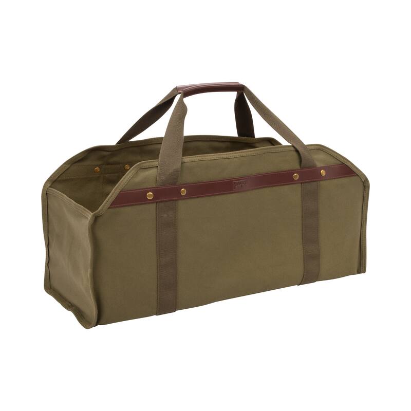 Modern Leisure Outdoor Log Carrier, Olive Green, Cotton Canvas - N/A
