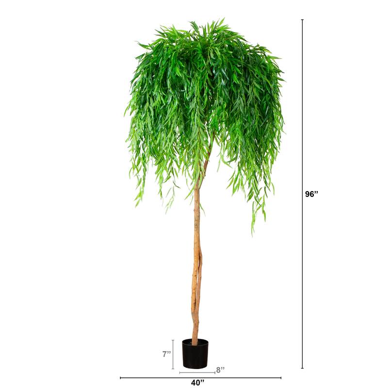 Potted Willow Artificial Tree - 8' - Green