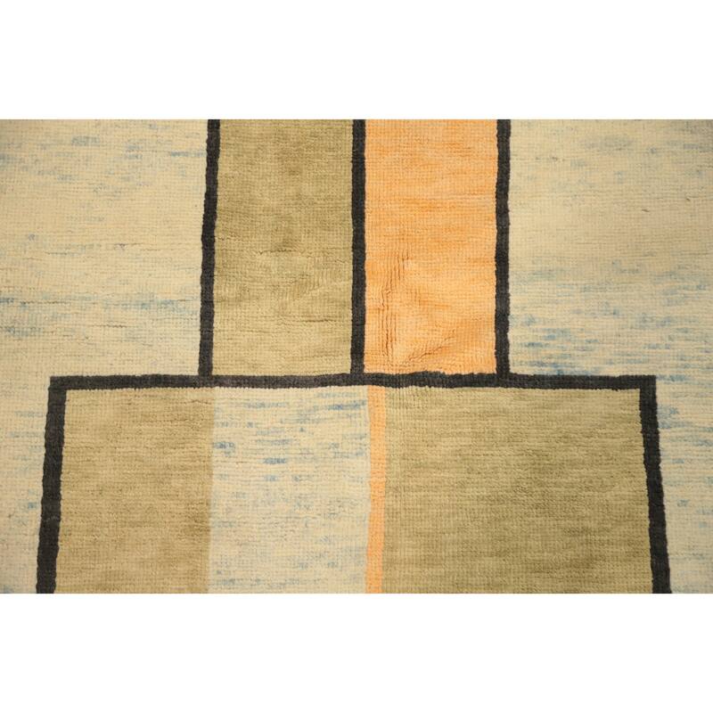 Hand Knotted Oriental 100% Wool Carpet Modern Geometric Multi-Colored Gabbeh Area Rug - 13' 0'' X 10' 2''