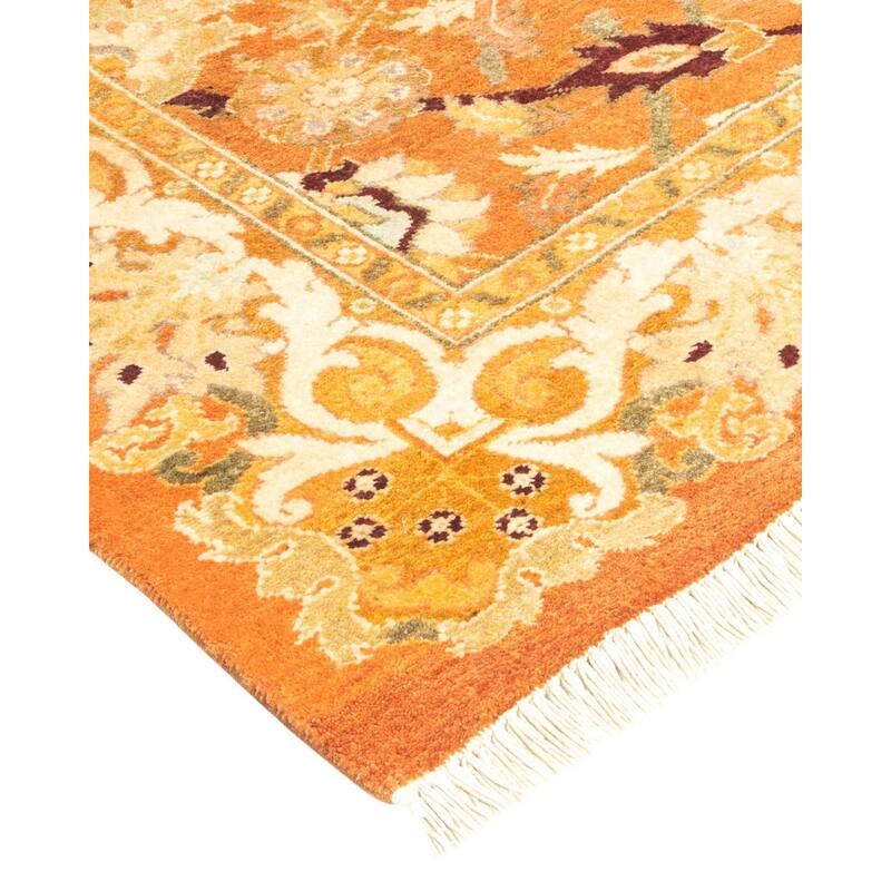 Overton Hand Knotted Wool Vintage Inspired Modern Contemporary Eclectic Brown Area Rug - 6' 0" x 9' 1"
