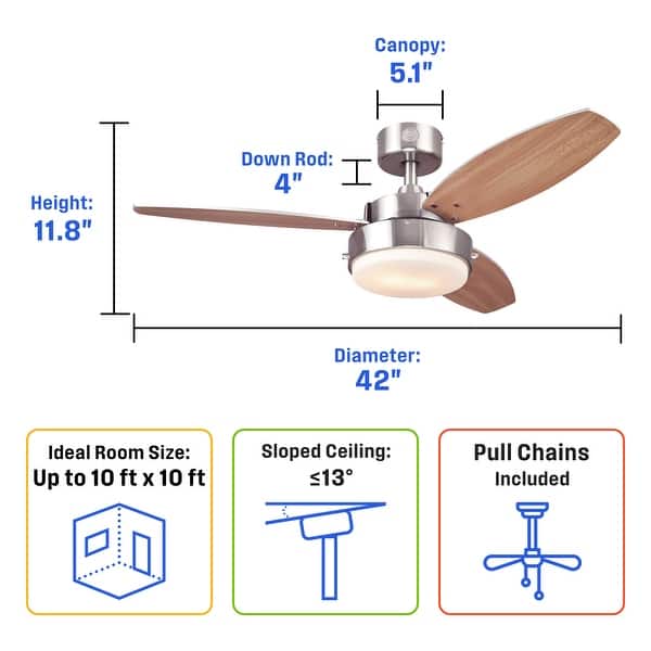 dimension image slide 0 of 3, Westinghouse Alloy 52-Inch Indoor Ceiling Fan with LED Light Kit