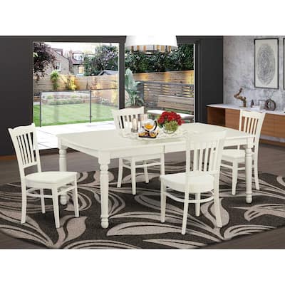5 Piece Dining Set - Rectangle Table with Butterfly Leaf & 4 Wood Chairs - 42x78 Inch