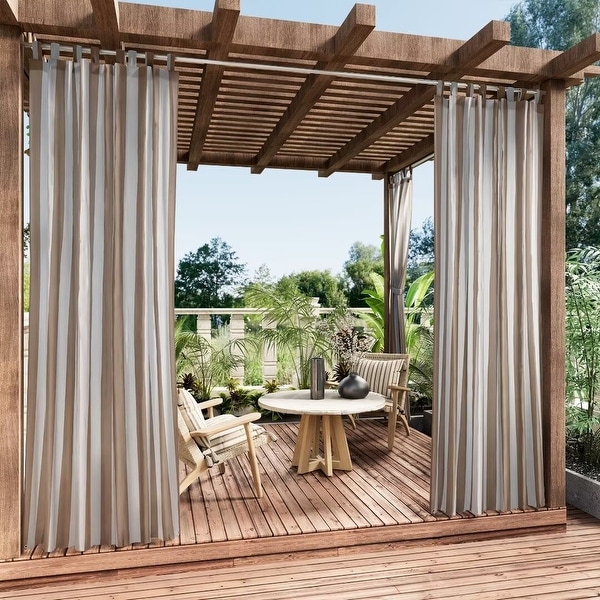 Stripe Outdoor UV Protected Privacy Tab Top Panel - On Sale - Bed