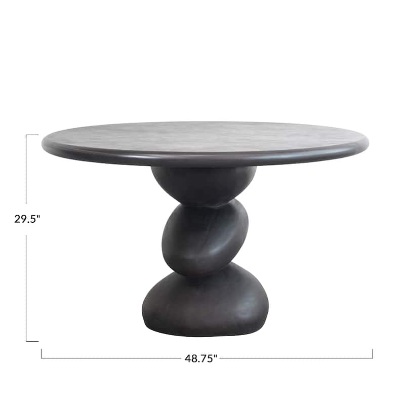 Round Indoor/Outdoor Concrete Table, Black - 48.8"L x 48.8"W x 29.5"H