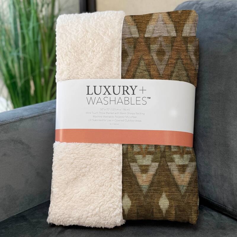 Premium Machine Washable Boho Global Sherpa Throw Blanket