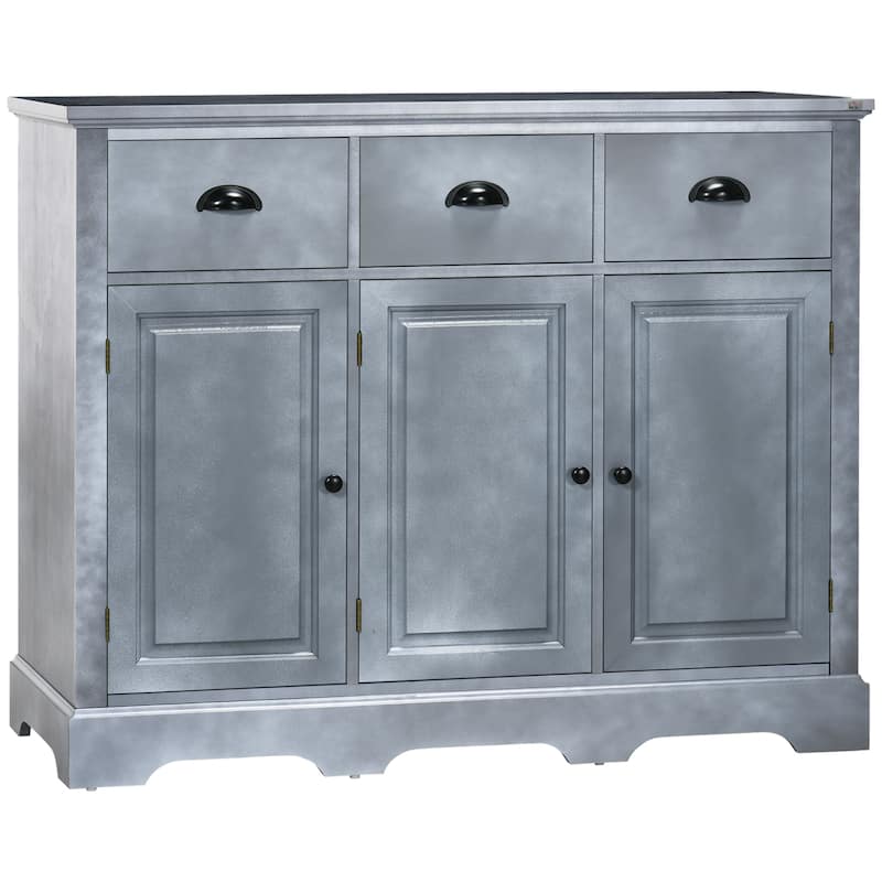 Industrial Buffet Cabinet, Kitchen Sideboard Storage with 3 Drawers, 3 Door Cabinets and Adjustable Shelf for Living Room