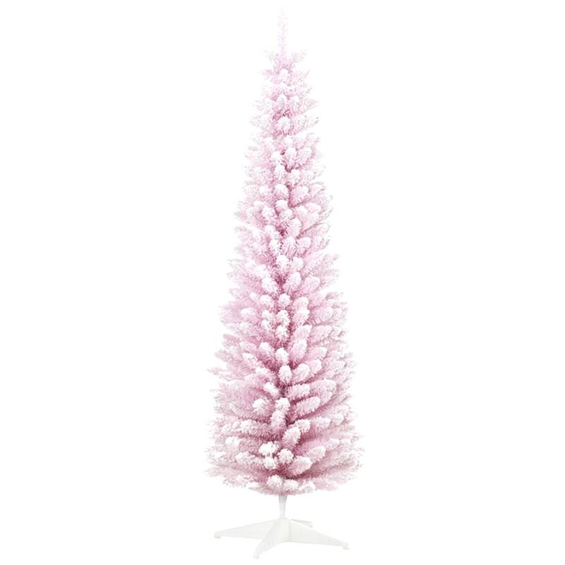 82.75" Tall Pink Indoor Christmas Tree with 499 Tips Snow-Flocked Lush for Holiday Home Decor - 25.5" Dia x 82.75" H