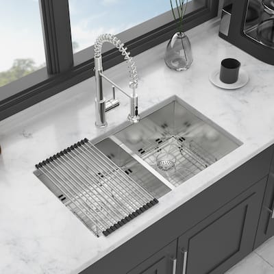 Undermount Double Bowl(60/40) Kitchen Sink - 16 Gauge with Two 10" Deep Basin