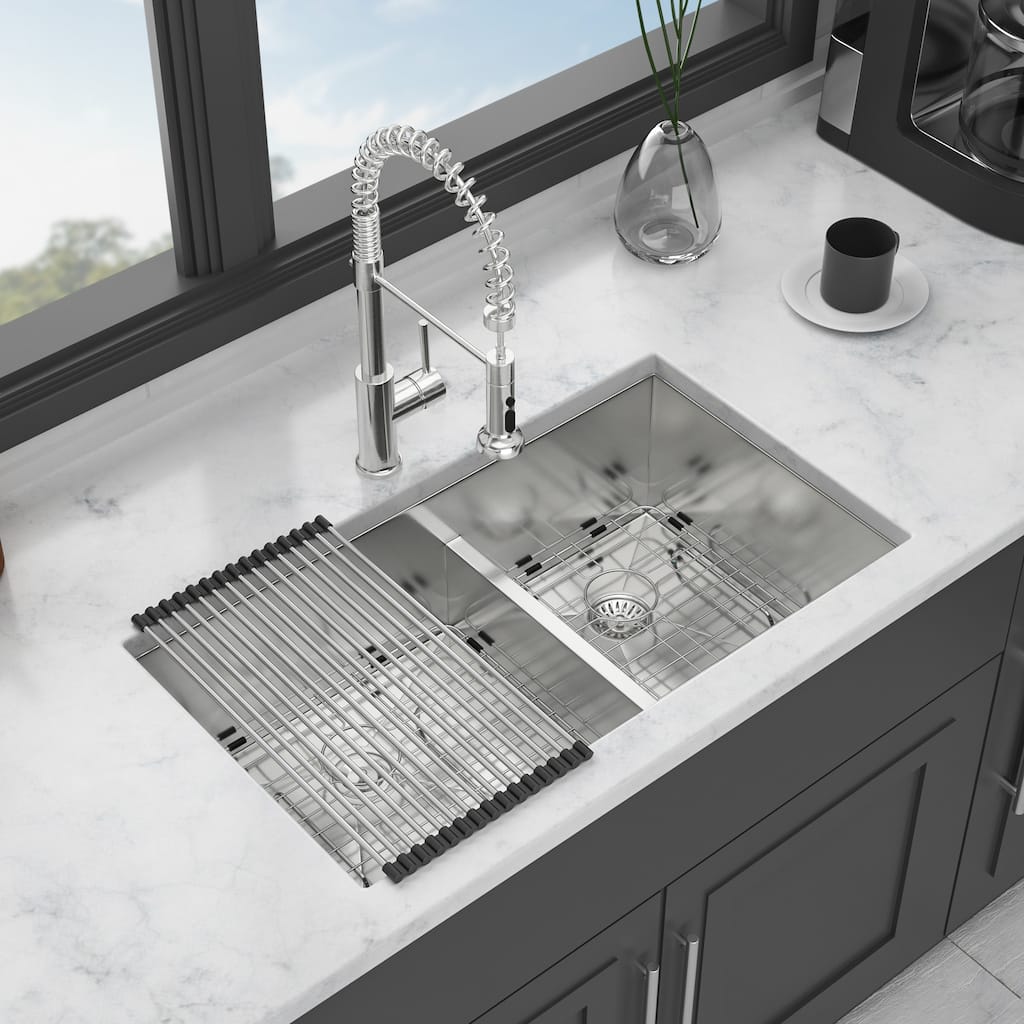 Undermount Double Bowl(60/40) Kitchen Sink - 16 Gauge with Two 10" Deep Basin