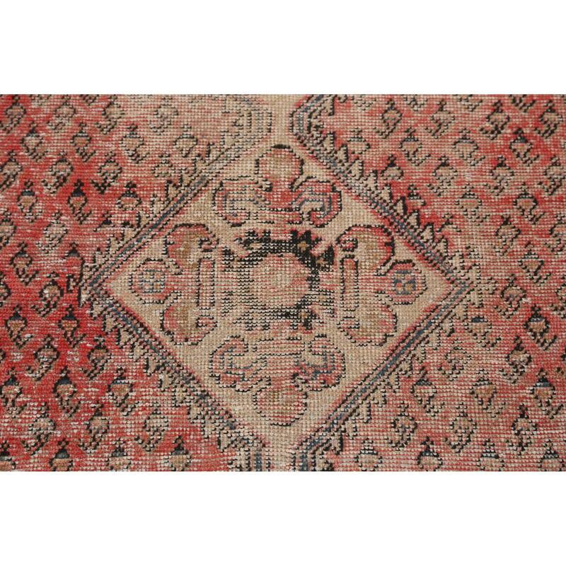 Hand Knotted Oriental 100% Wool Carpet Traditional Geometric Red Botemir Area Rug - 6' 7'' X 4' 2''