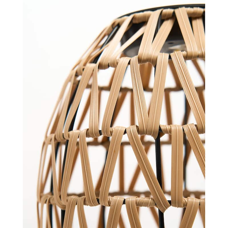 Solar Wicker Lantern Outdoor Rattan Light with LED 11"x15" Waterproof