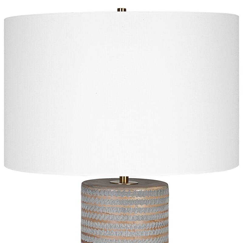 Ceramic Table Lamp with Drum Shade - 28.5" - Pewter Gray