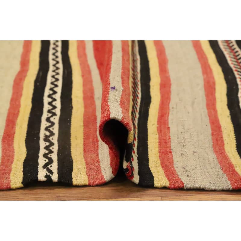 Hand Woven Oriental 100% Wool Carpet Southwestern Tribal Multi-Colored Kilim Area Rug - 8' 8'' X 5' 3''