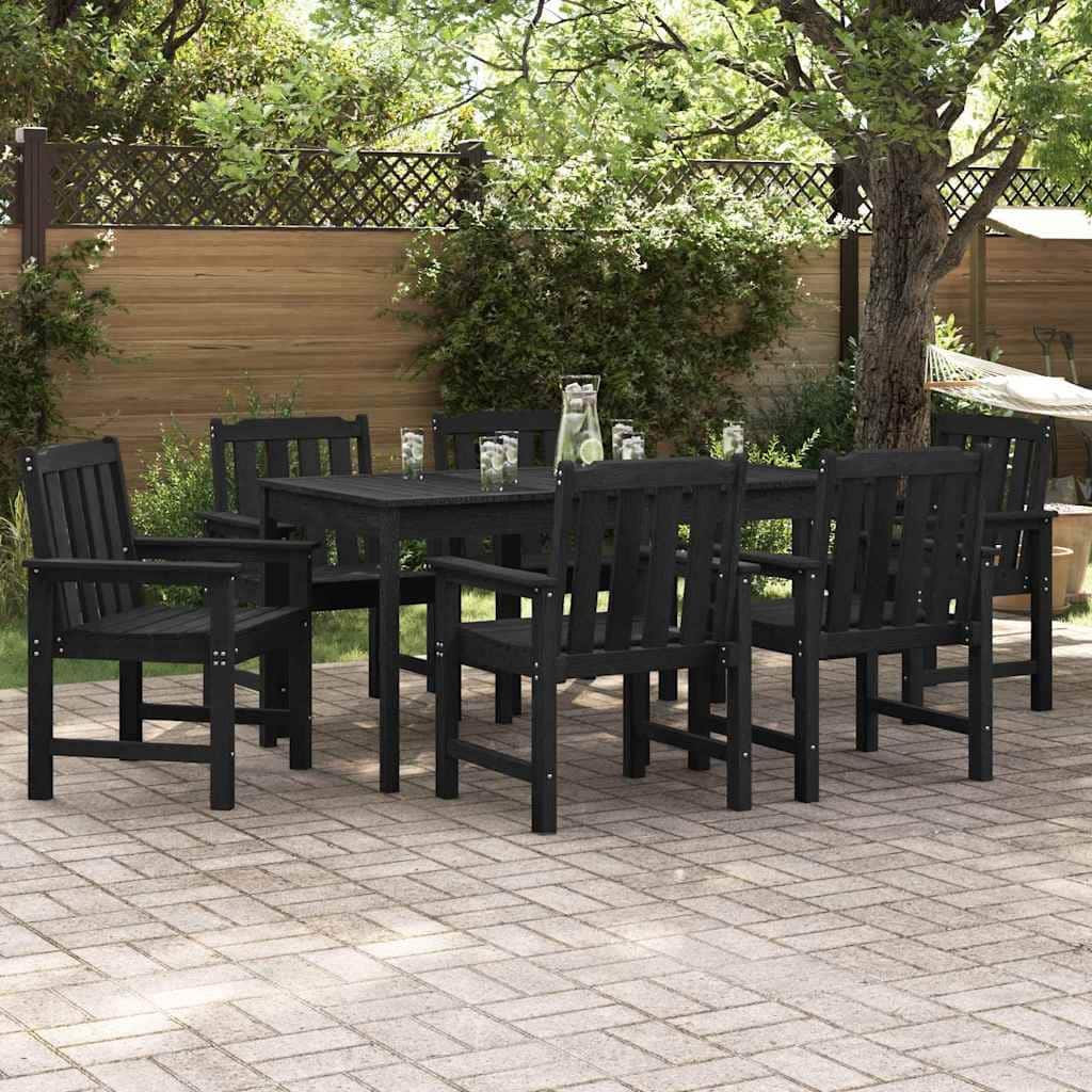 vidaXL Garden Chair 6 pcs Black 65.5 x 59 x 88 cm Polyethylene - 25.79 x 23.23 x 34.65 in
