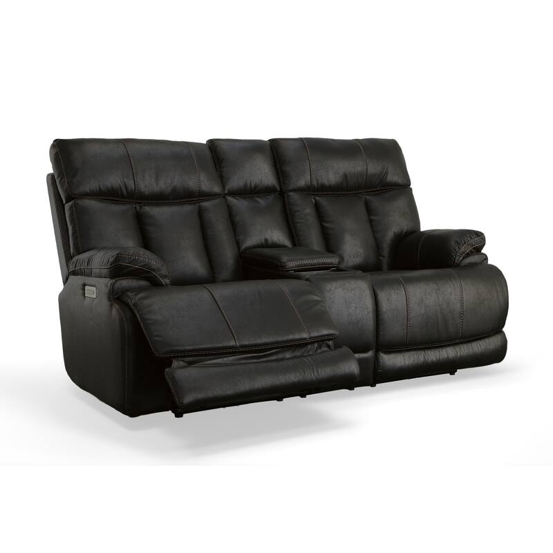 Clive Power Reclining Loveseat with Console and Power Headrests and Lumbar by Flexsteel - 77" x 43" x 41"