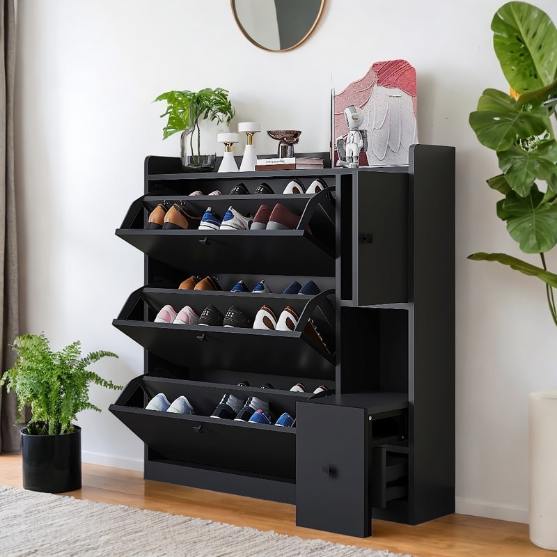 Versatile Shoe Cabinet with 3 Flip Drawers, Maximum Storage