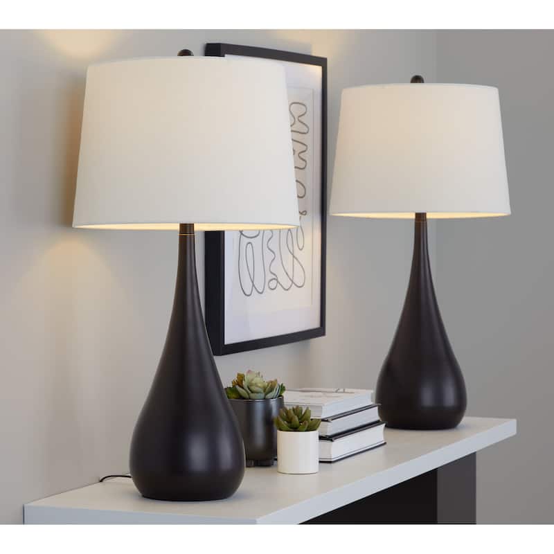 Silver Orchid Stone 29" Table Lamp with Empire Shade (Set of 2)
