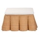 preview thumbnail 27 of 32, Palm Scallop Natural Rattan Ottoman with Cushion – Handwoven Wicker Accent Bench or Footrest for Living Room or Sunroom, Square