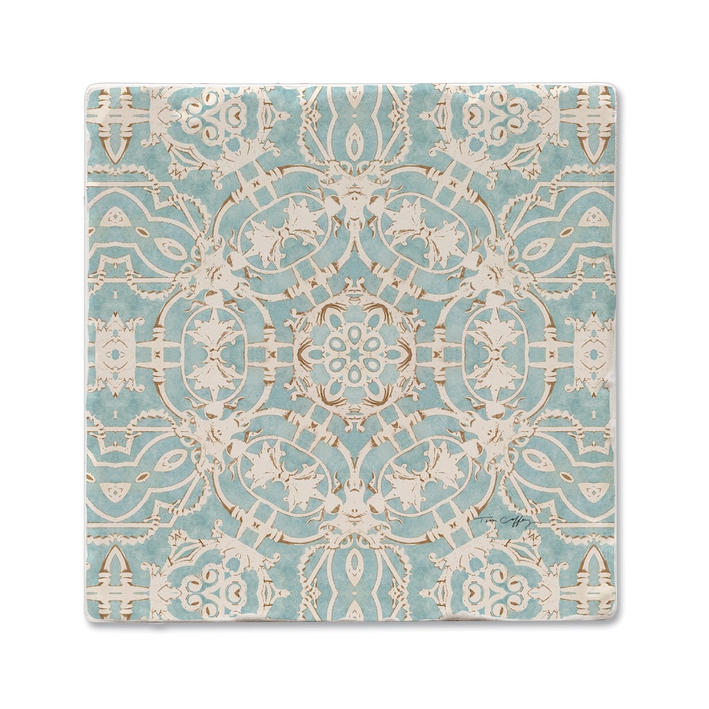 Elegance 4-Pack Tumbled Tile Stone Coasters with Protective Cork Backing Manufactured in The USA