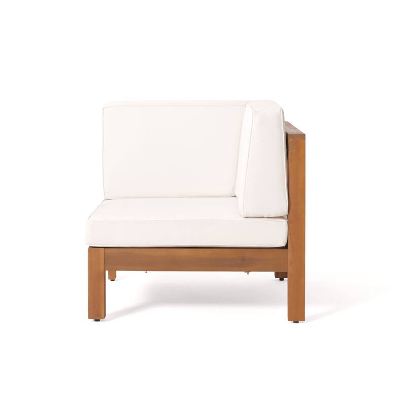 Brava Outdoor 11 Seater Acacia Wood Sectional Sofa and Club Chair Set by Christopher Knight Home