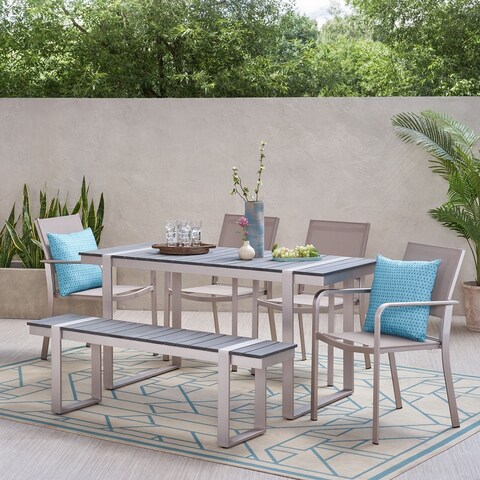 Otero Outdoor Aluminum Outdoor 6 Piece Dining Set by Christopher Knight Home