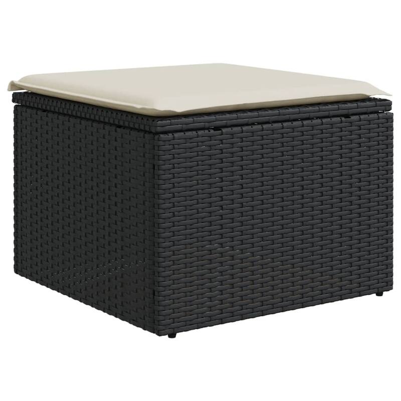 vidaXL Patio Stool with Cushion Ottoman Outdoor Seating Cube Seat Poly Rattan - 21.7 x 21.7 x 14.6