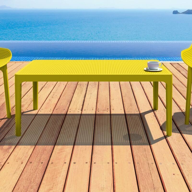 39.5" Yellow Patio Solid Rectangular Lounge Coffee Table