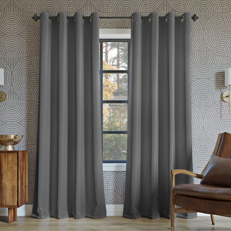 Sun Zero Oslo Total Blackout Grommet Curtain Panel, Single Panel - 52 x 108 - Grey