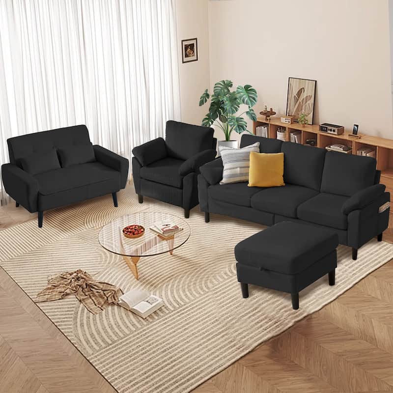 4-Piece Living Room Sectional Sofa Set with Loveseat and Chair