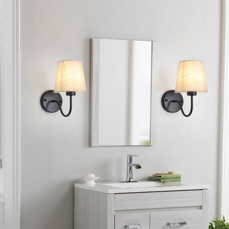 2-Light Modern Wall Sconce Bathroom Vanity Light with Glass Shade