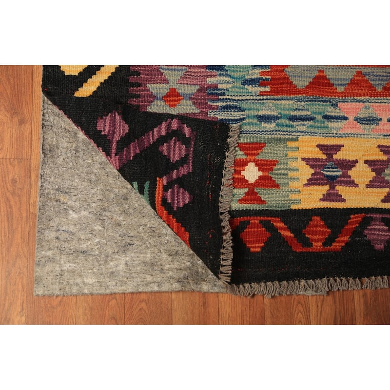 Trellis Kilim Oriental Area Rug Hand-Woven Reversible Wool Carpet - 9'11"x 12'8"