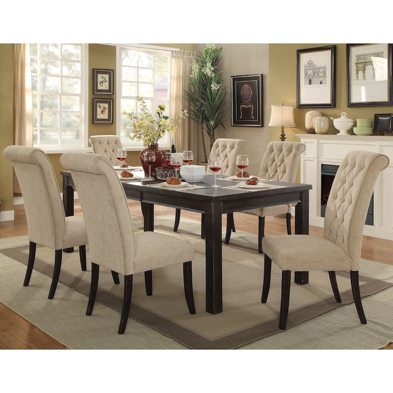 Foster Rustic Black 84-inch Wood 7-Piece Dining Table Set by Furniture of America - Antique Black