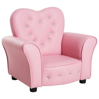 Kids Sofa Toddler Tufted Upholstered Sofa Chair Princess Couch Furniture with Diamond Decoration for Preschool Child