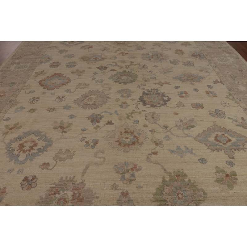 Vegetable Dye Oushak Turkish Large Area Rug Hand-Knotted Wool Carpet - 10'3"x 14'1"