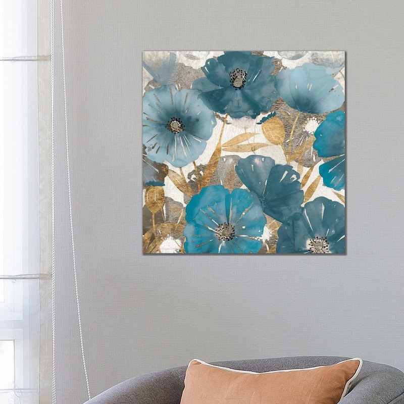 iCanvas "Blue and Gold Poppies I" by Studio W Canvas Print - 26x26x1.5