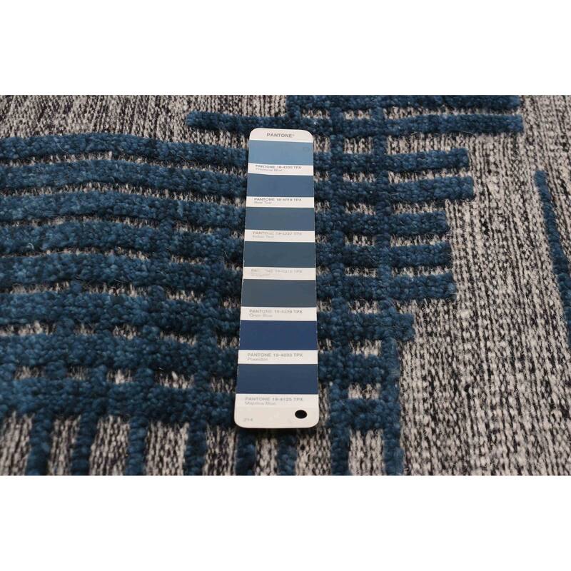 ECARPETGALLERY Hand-knotted Tangier Dark Blue Wool Rug - 8'0 x 10'4