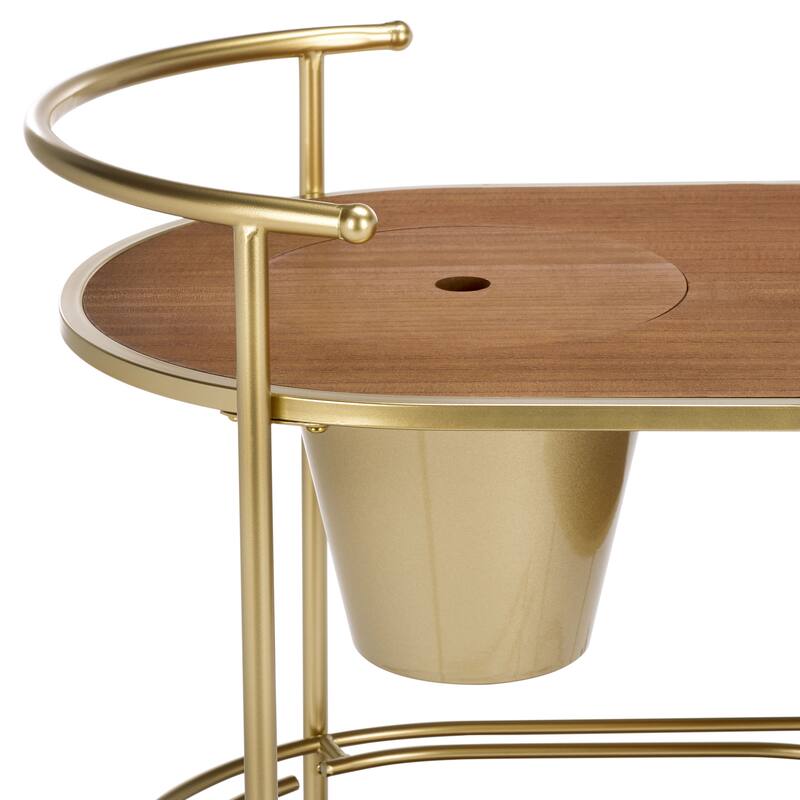 SAFAVIEH Alora 2-Tier Bar Cart with Bucket - 32 in. W x 18.3 in. D x 34.3 in. H