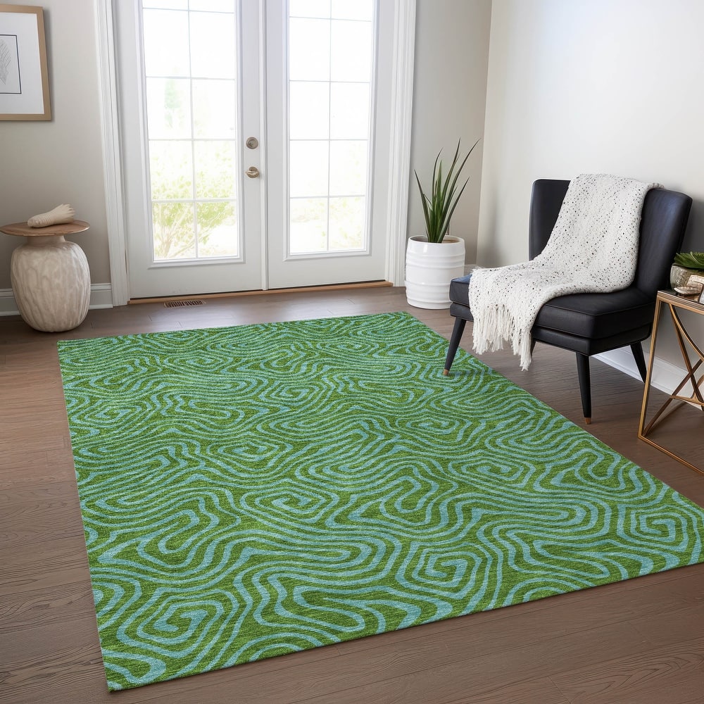 Machine Washable Indoor/ Outdoor Modern Trance Chantille Rug