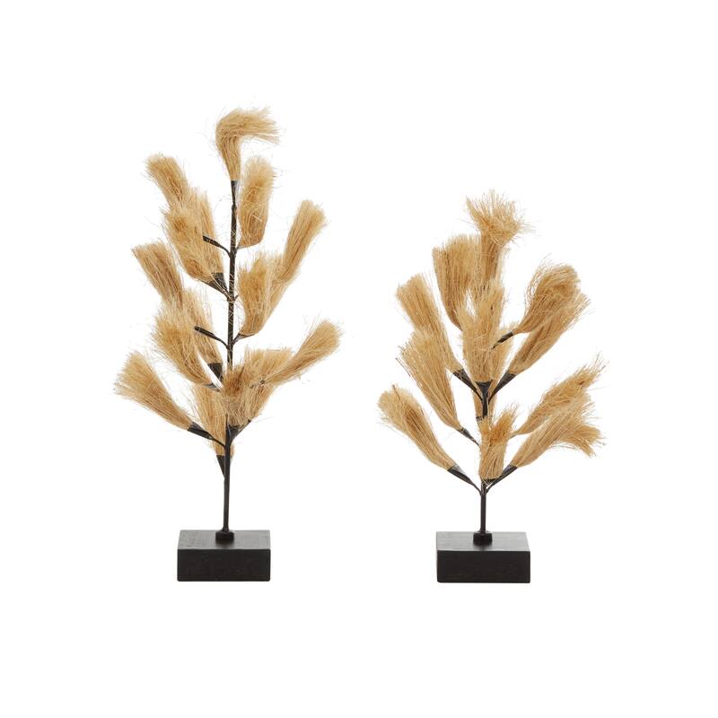 Brown Wood Coastal Sculpture Nature (Set of 2) - 10 x 10 x 20 and 11 x 11 x 16