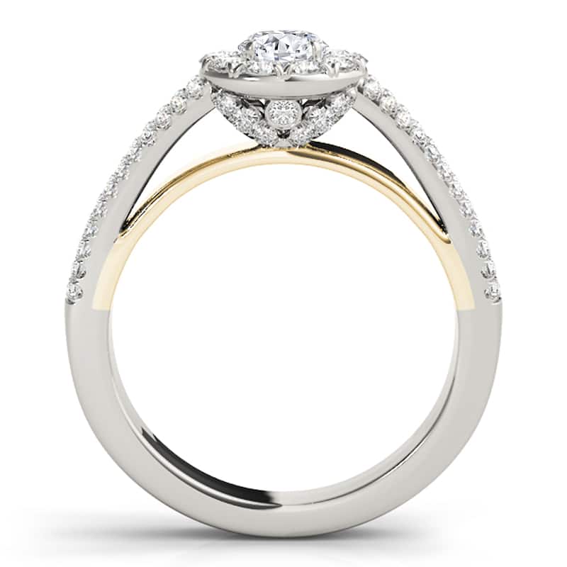 Auriya 14k Yellow Gold Lab Grown Round Diamond Halo Engagement Ring 0.50 to 5.00 ct. tw. (F-G VS)