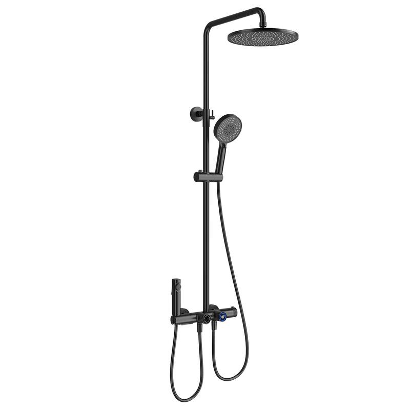 4-Function Thermostatic Rainfall Shower System with Rough-In Valve, Rain Mixer Shower Combo Set