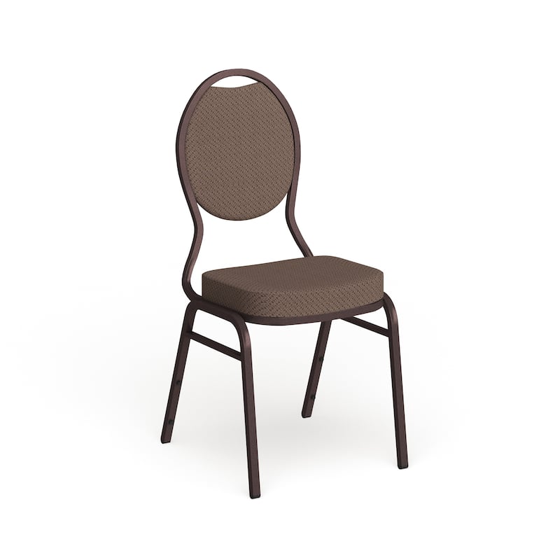 Teardrop Back Stacking Banquet Chair - Brown Patterned Fabric/ Copper Vein Frame