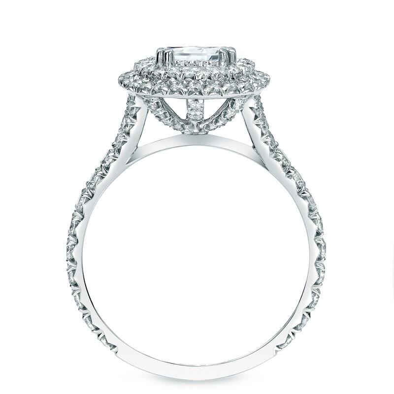 Auriya 14k Gold 1 1/2ctw Double Halo Diamond Engagement Ring