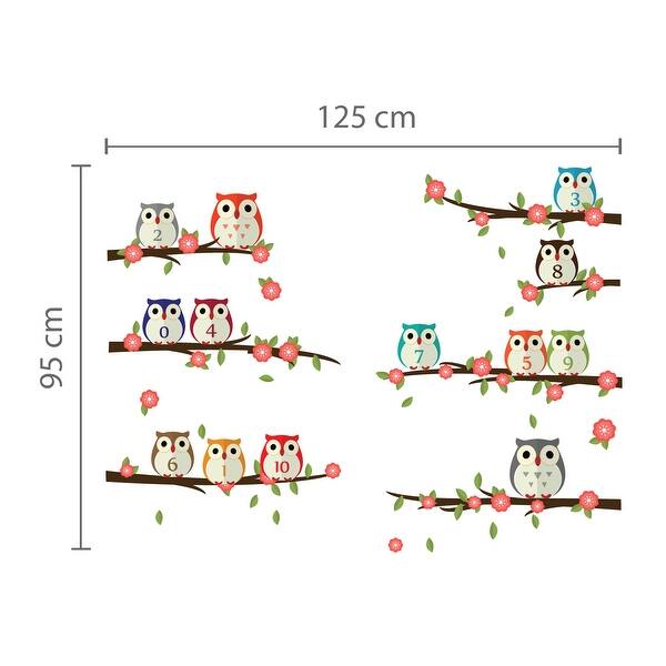 dimension image slide 1 of 3, Walplus Owl Learning Numbering Wall Sticker DIY Nursery Decor Decal