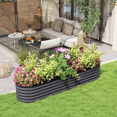 Outsunny 7.9' x 2' x 1.4' Galvanized Raised Garden Bed Kit, Outdoor Metal Elevated Planter Box