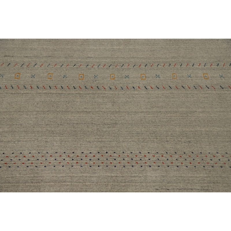Hand Knotted Oriental 100% Wool Carpet Tribal Animal Pictorial Greys & Charcoal Gabbeh Area Rug - 7' 9'' X 5' 0''