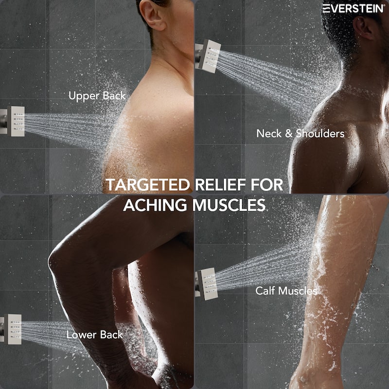 Shower System 12" Ceiling Rain Shower Head with 3-Way Thermostatic Faucet & Body Jets