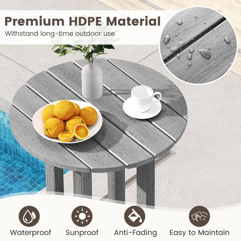 Gymax 3PCS Outdoor HDPE Bar Table & Chair Set for 2 w/ Footrests for