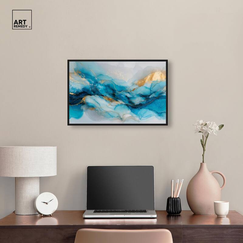 Ethereal Blue and Gold Canvas by Art Remedy