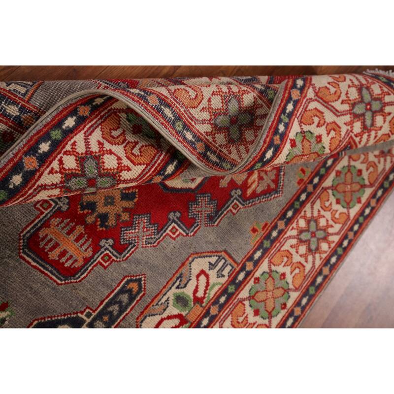Gray Kazak Foyer Rug Hand-Knotted Wool Carpet - 3'2" x 5'0"